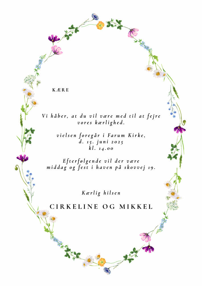 Invitationer - Cirkeline og Mikkel Bryllup